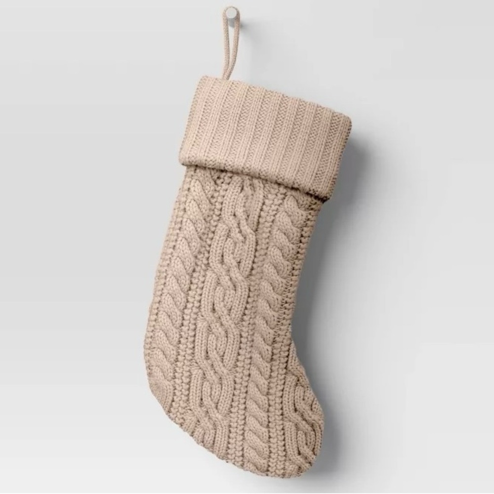 Wondershop Tan Cable Knit Christmas Stocking